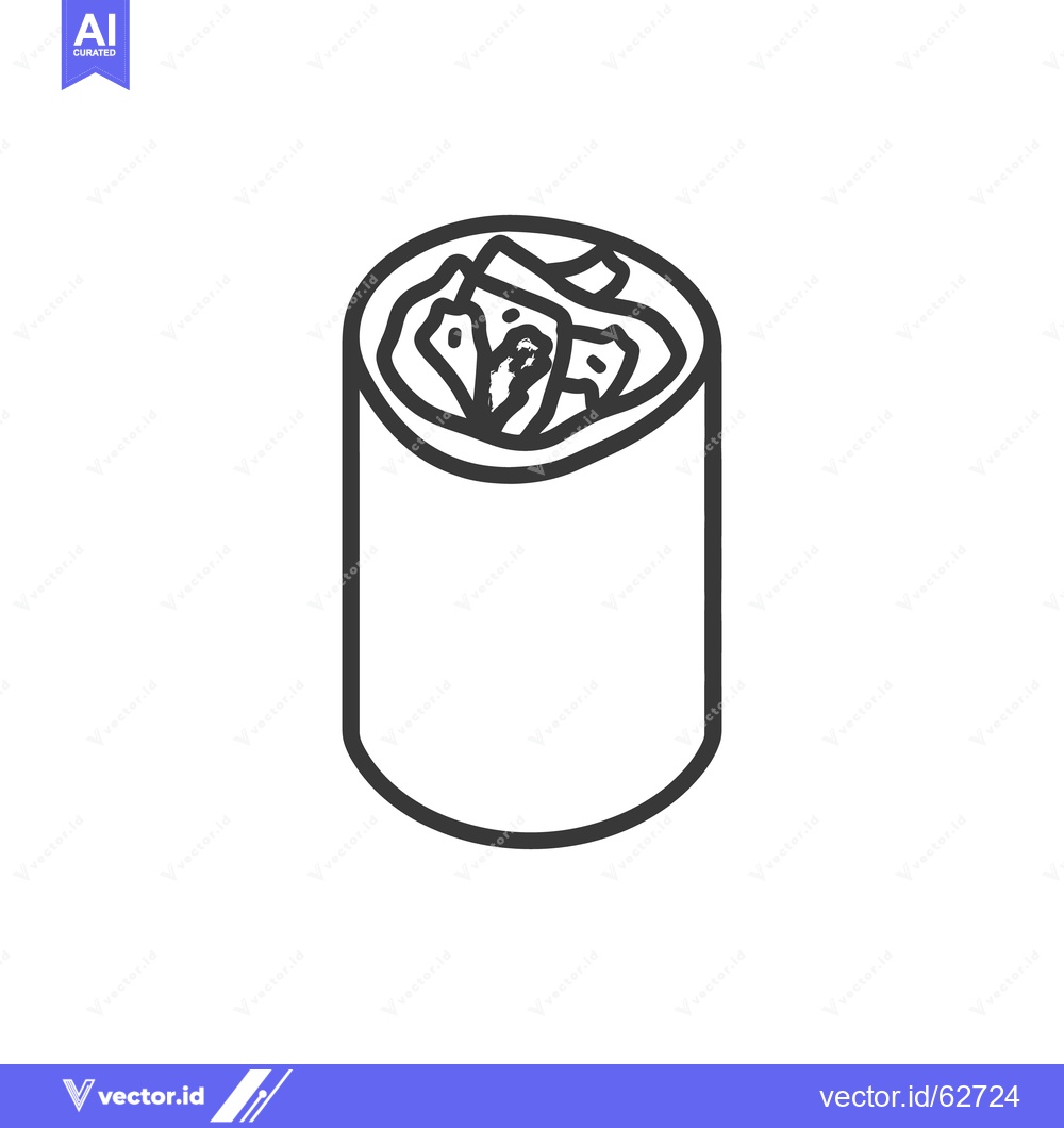 Premium Vector dari A simple line drawing of a food wrap with filling