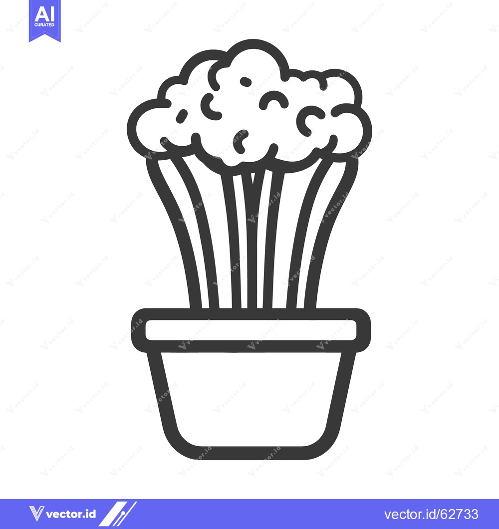 Premium Vector of A simple illustrated line drawing of a potted houseplant