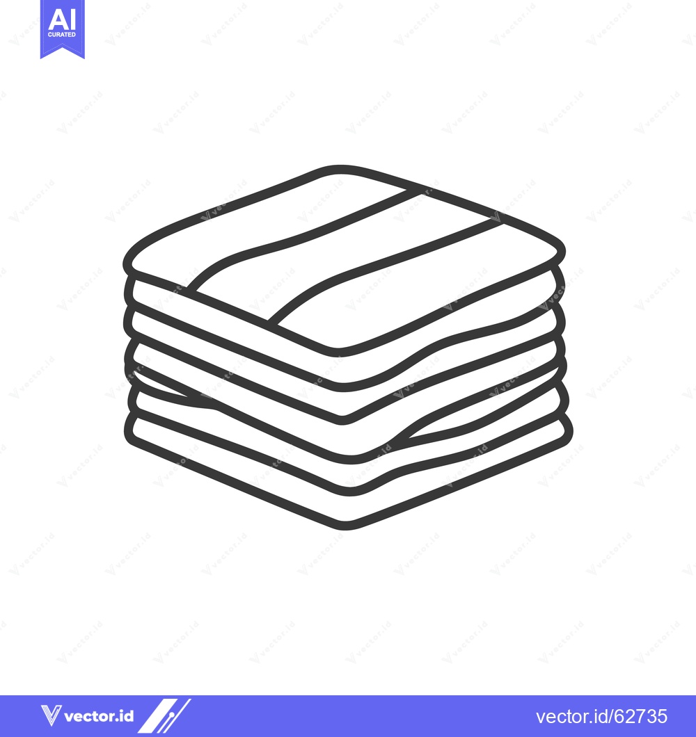 Premium Vector of Simple black line illustration showing a stack of folded textiles