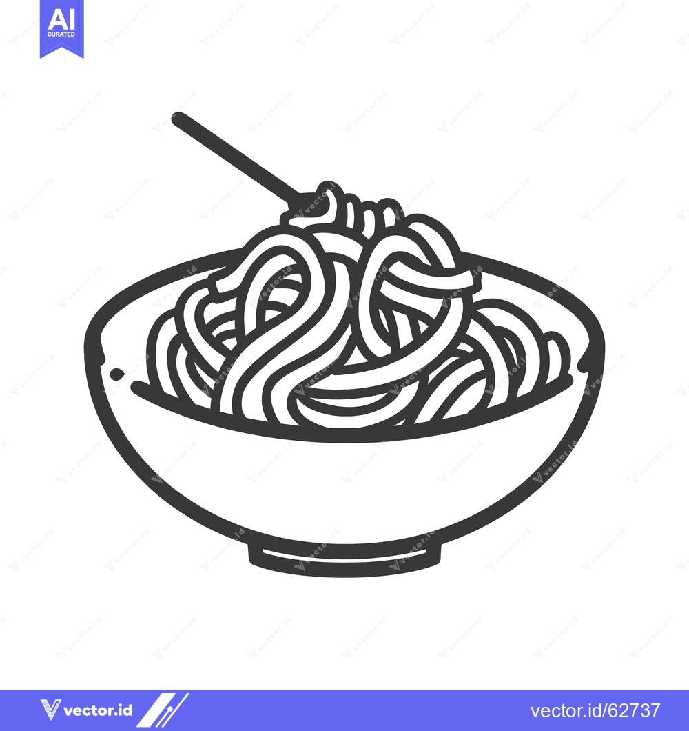 Premium Vector of A bowl of pasta with a fork representing a delicious meal