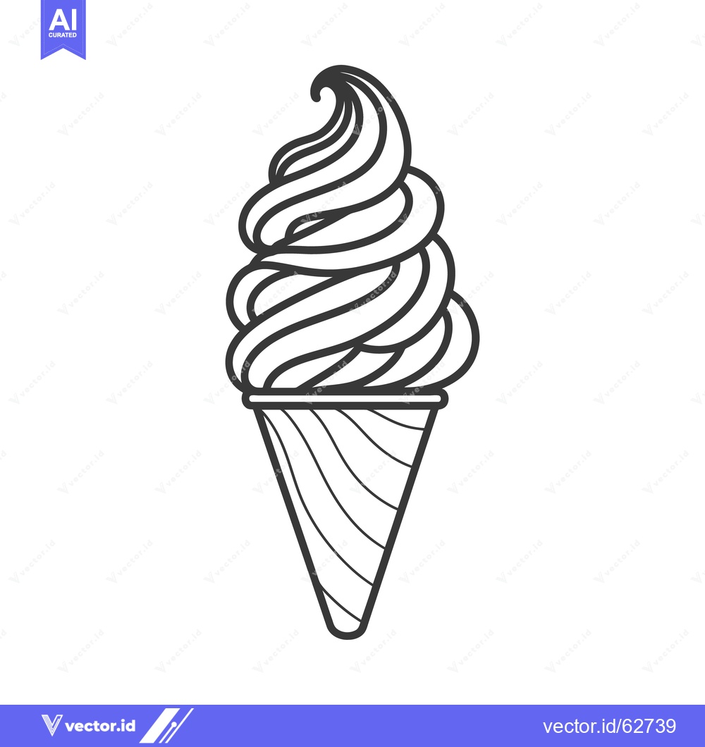 Premium Vector dari A simple black and white illustration of a soft serve ice cream