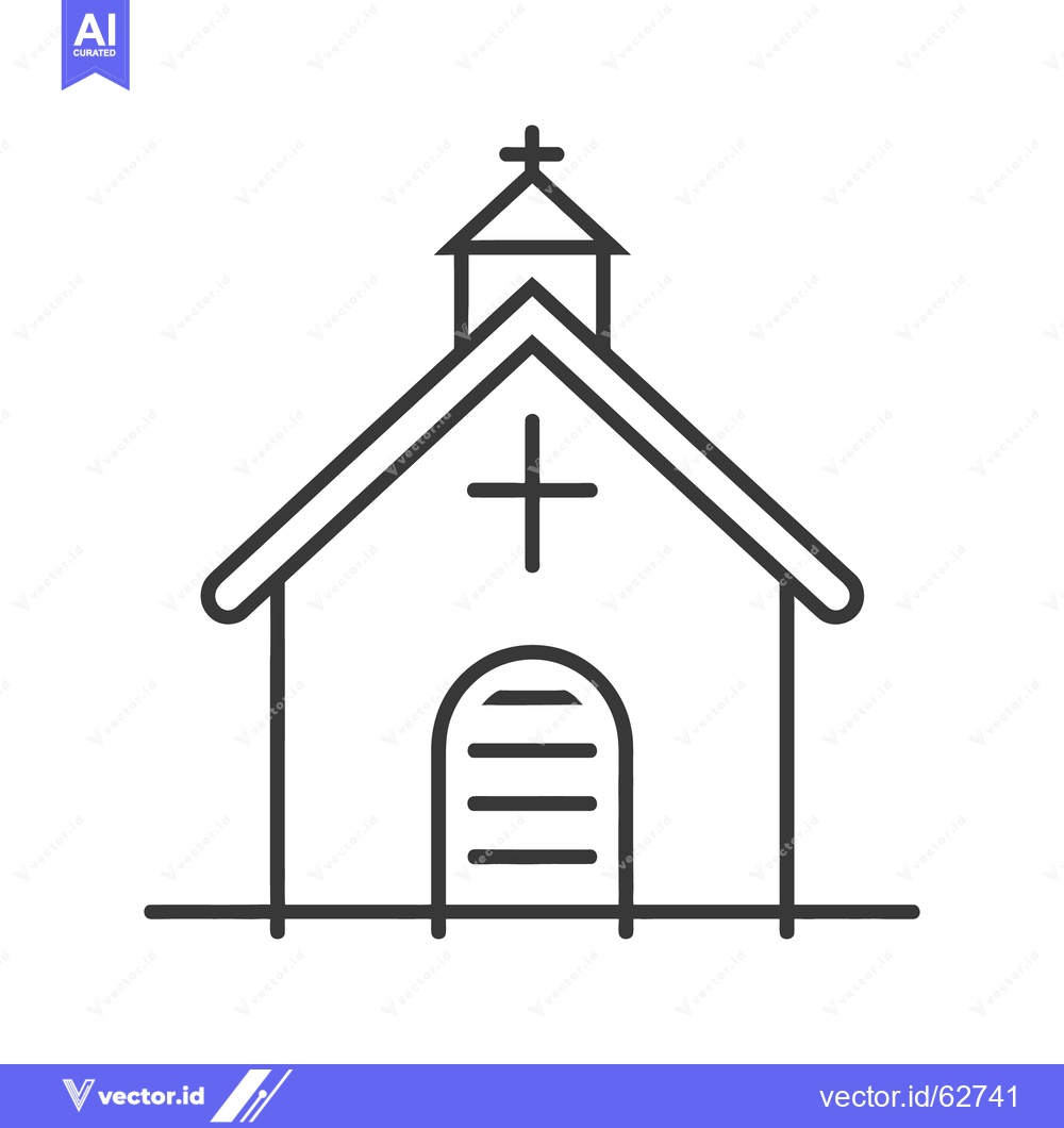 Premium Vector of A simple line drawing of a church building symbol