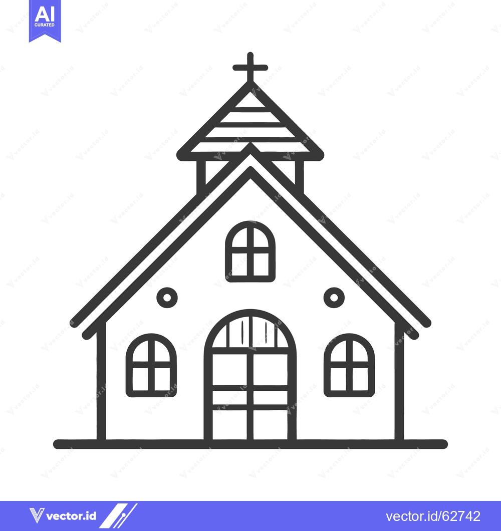Premium Vector of A simple black and white illustration of a church building