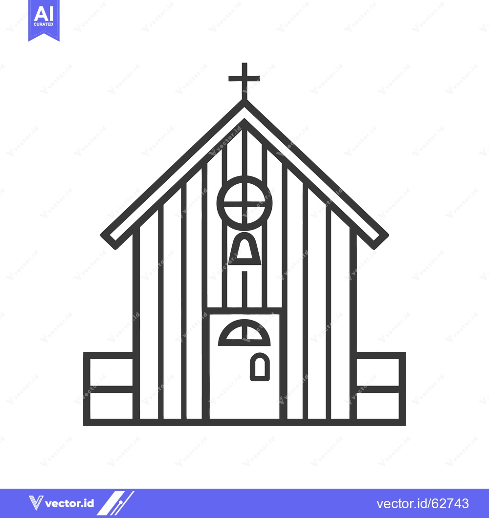 Premium Vector dari A Simple Linear Drawing Depicting a Small Religious Church Building