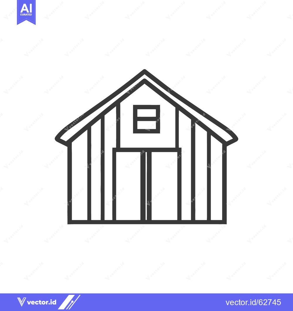 Premium Vector of Simple black and white illustrated image of a rural barn structure