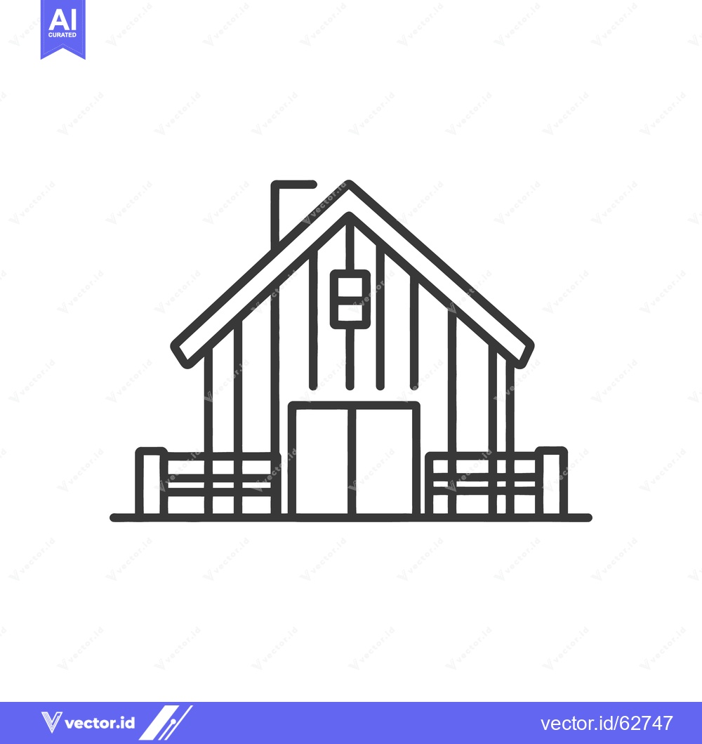 Premium Vector dari A simple line art depiction of a rustic house structure