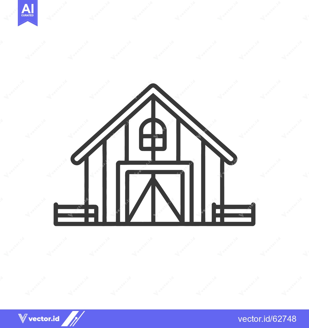 Premium Vector of Simple line drawing showing a barn style agricultural structure