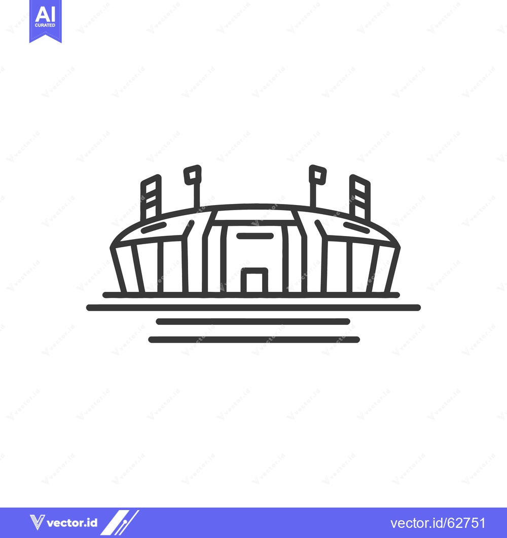 Premium Vector dari A modern stadium vector graphic with flag and lighting details