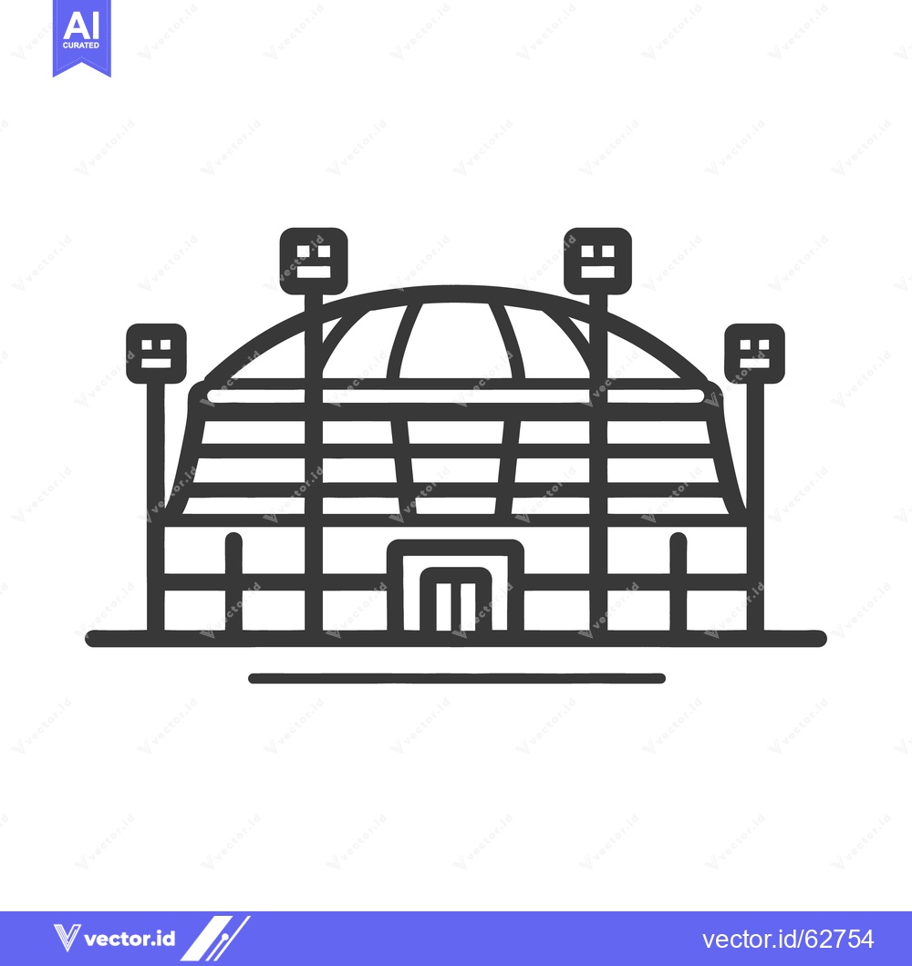 Premium Vector of A monochrome illustration of a large stadium building structure