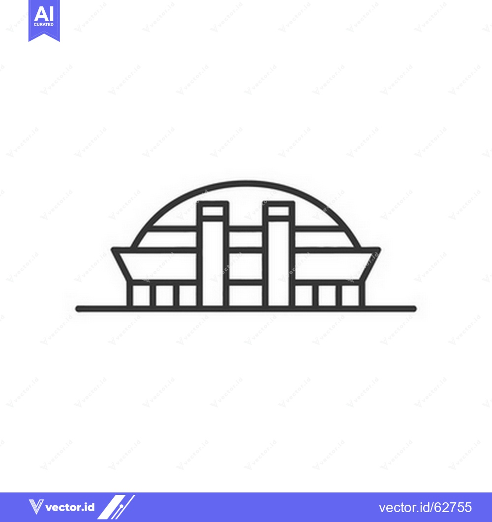 Premium Vector of An outlined symmetrical illustration of a building with a large arched