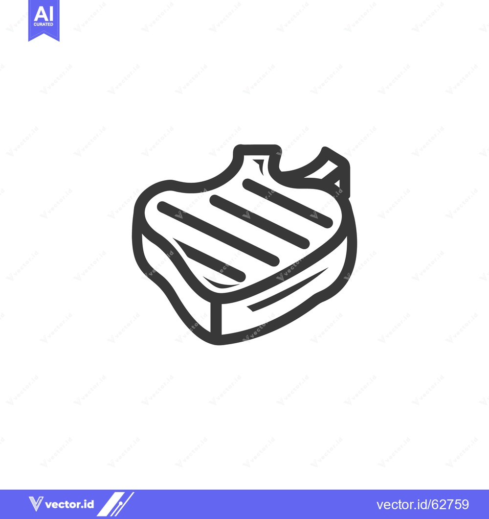 Premium Vector dari A simple black and white grilled meat steak illustration on a white ba