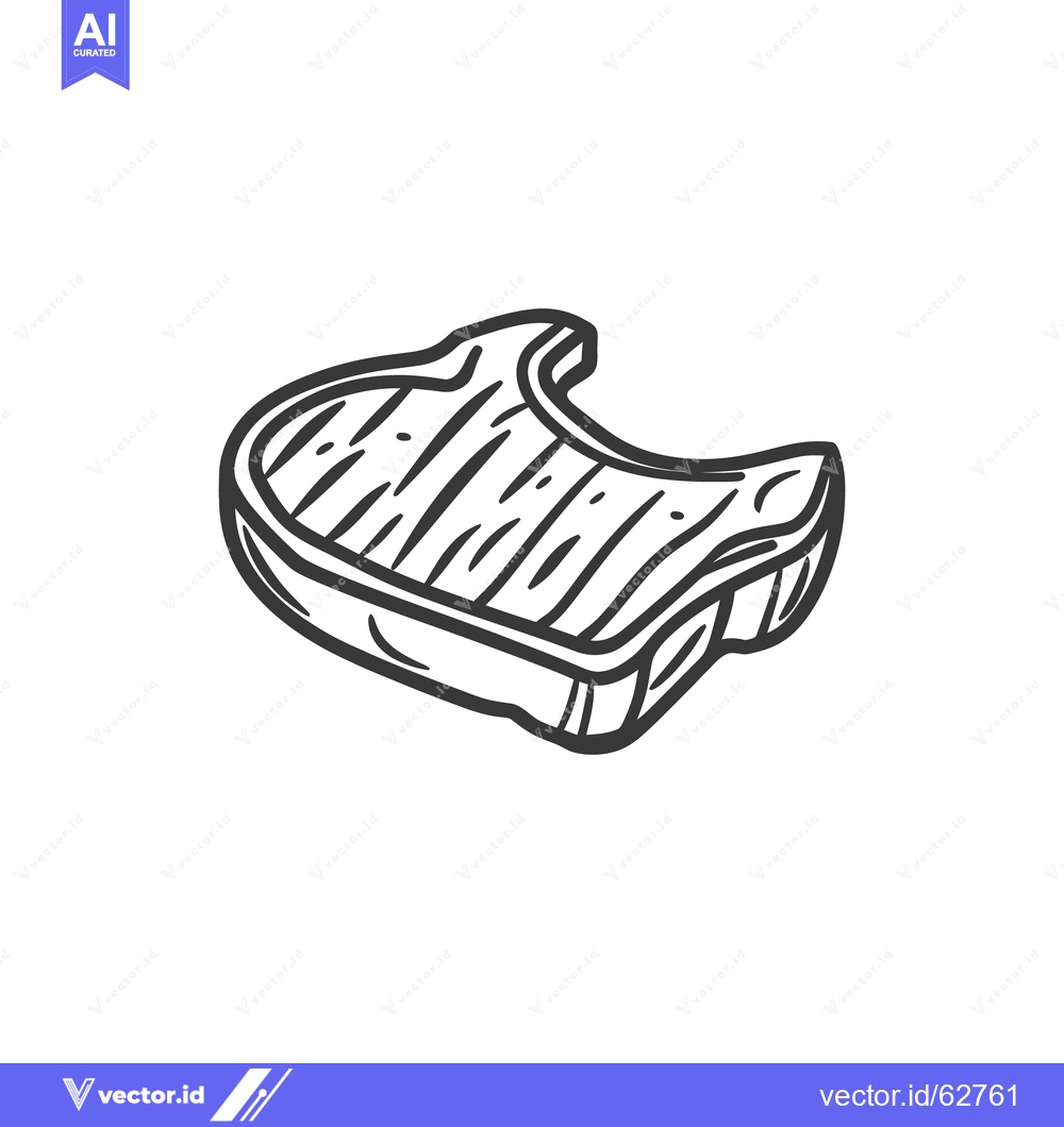 Premium Vector of Simple black and white illustration of a grilled meat steak