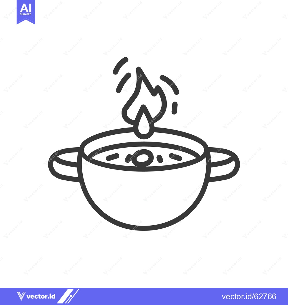 Premium Vector dari A stylized image of a bowl with steam and flame