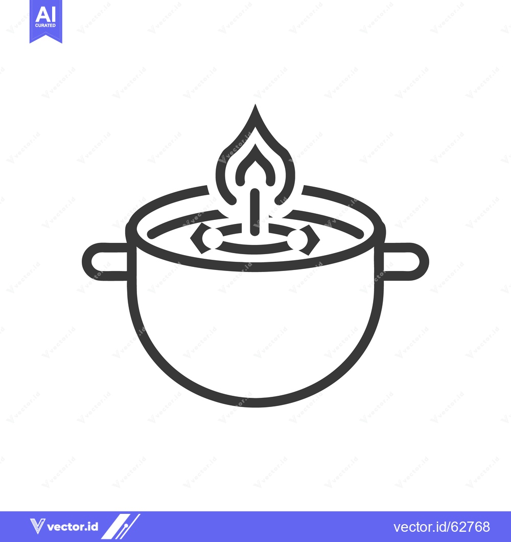 Premium Vector dari A cooking pot with a stylized flame symbol illustration