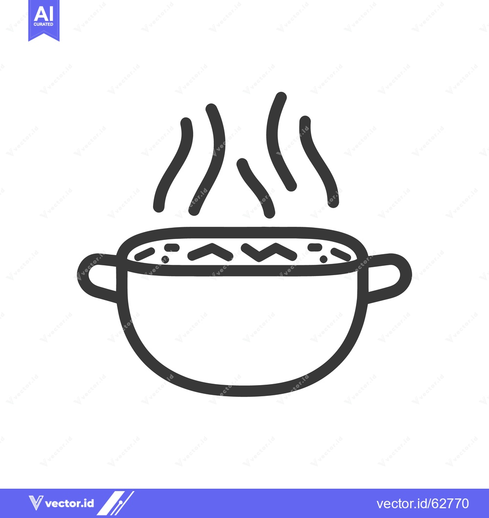 Premium Vector dari A Simple Black Outline Depicting a Steaming Cooking Pot