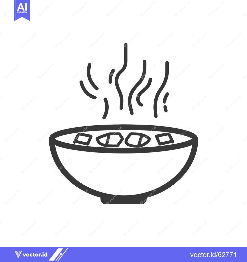 Premium Vector dari A bowl of steaming soup containing various ingredients is shown