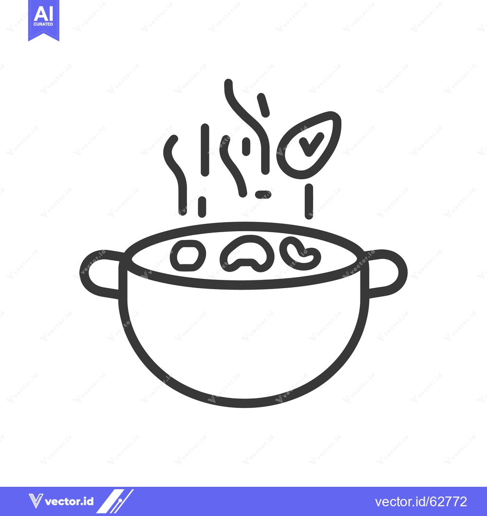 Premium Vector of A cooking pot with food emitting steam depicted in outline form