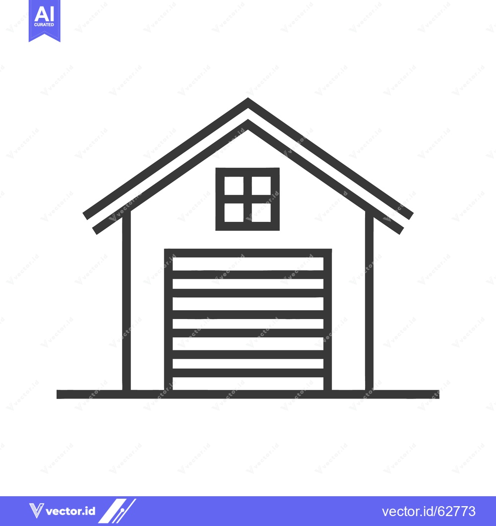 Premium Vector of A simple black and white illustration of a garage building