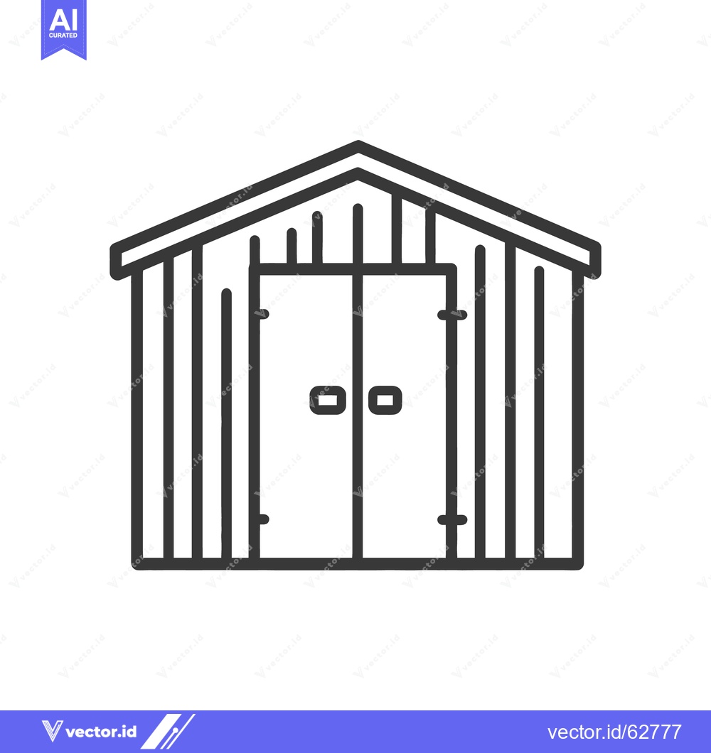 Premium Vector dari A simple illustration showing a wooden shed with double doors
