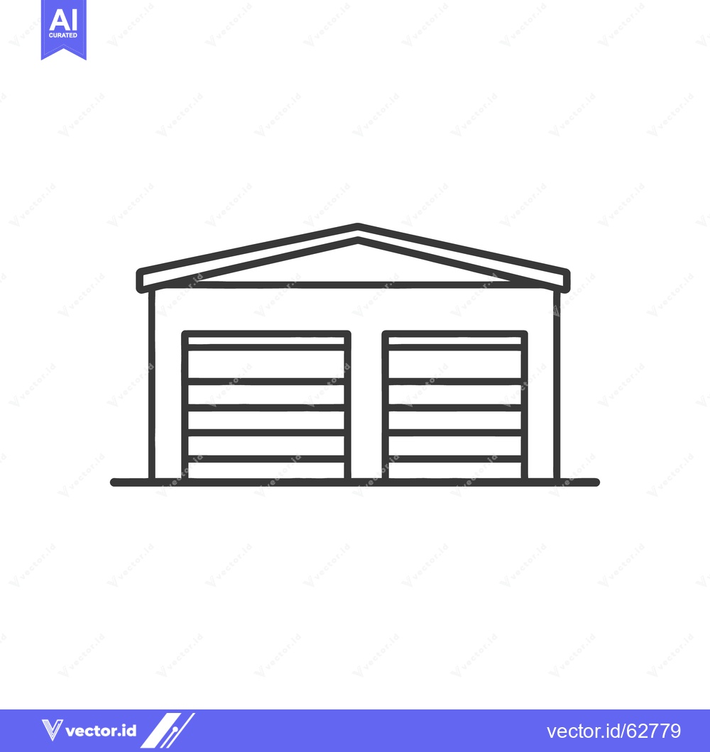 Premium Vector dari A simple outline of a garage building with two doors