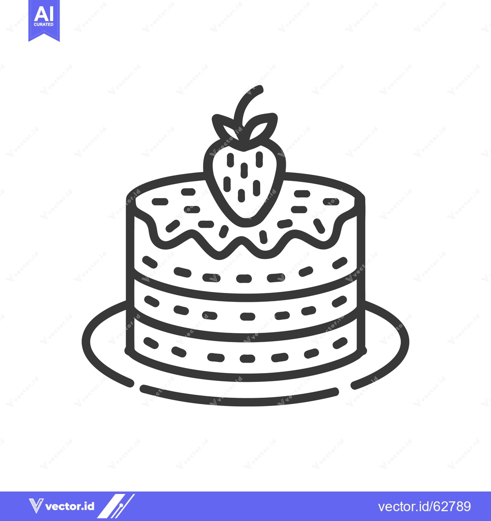 Premium Vector of A layered cake topped with a strawberry and plate