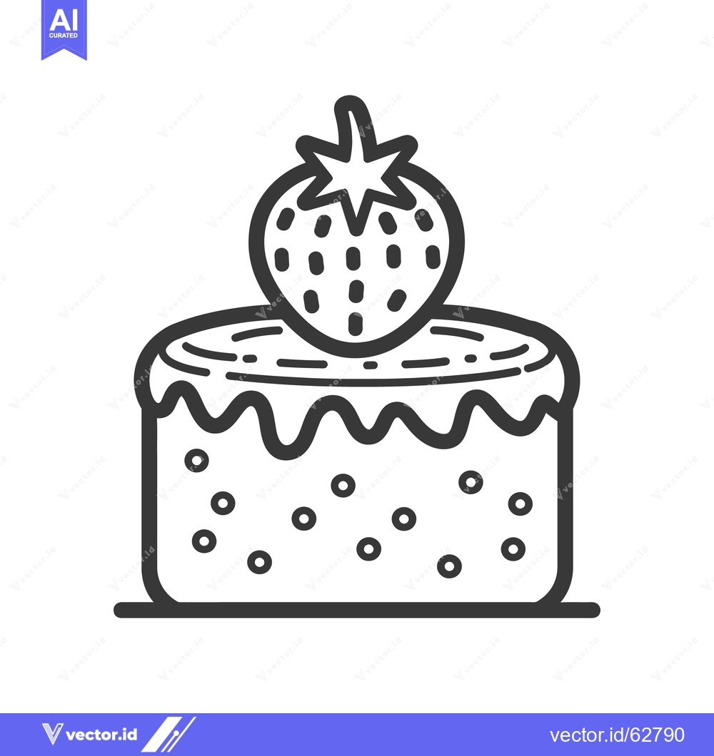 Premium Vector dari A simple illustration of a small cake topped with a strawberry