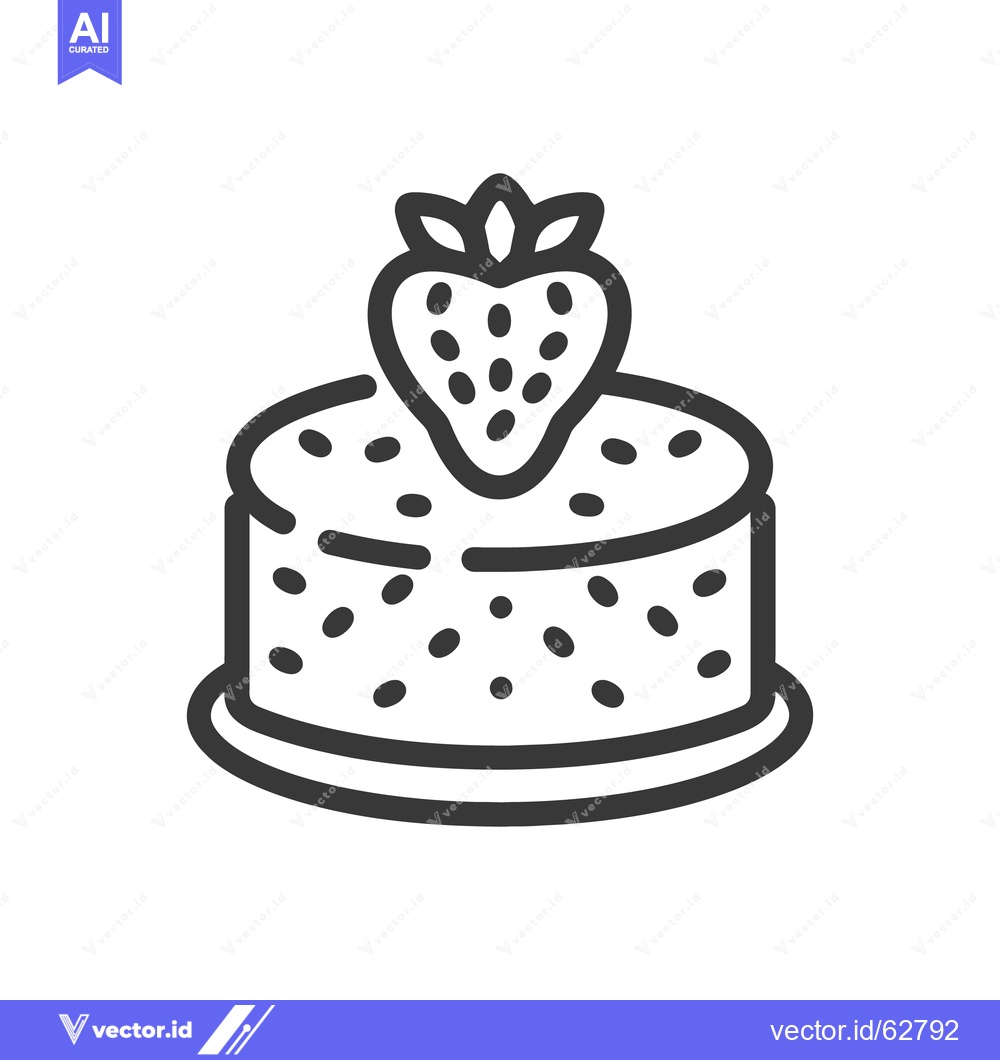 Premium Vector dari A delicious cake with a strawberry icon on top of it