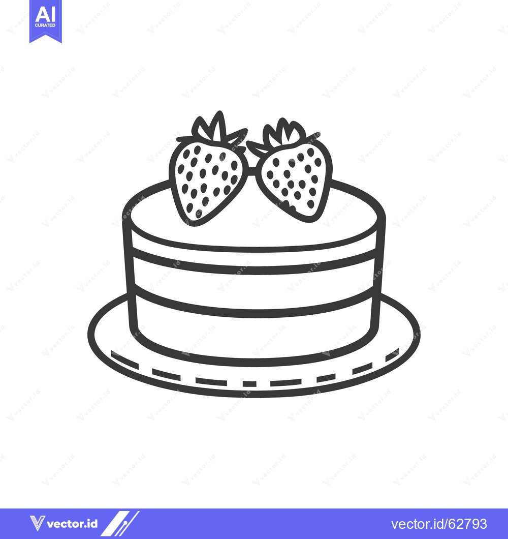 Premium Vector dari A two layered cake topped with two fresh strawberries is shown
