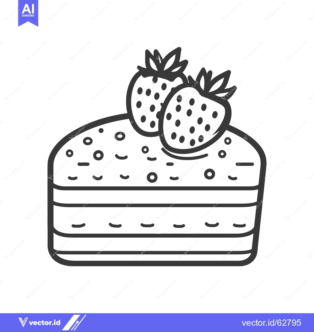 Premium Vector dari A delicious slice of cake with fresh strawberries on top