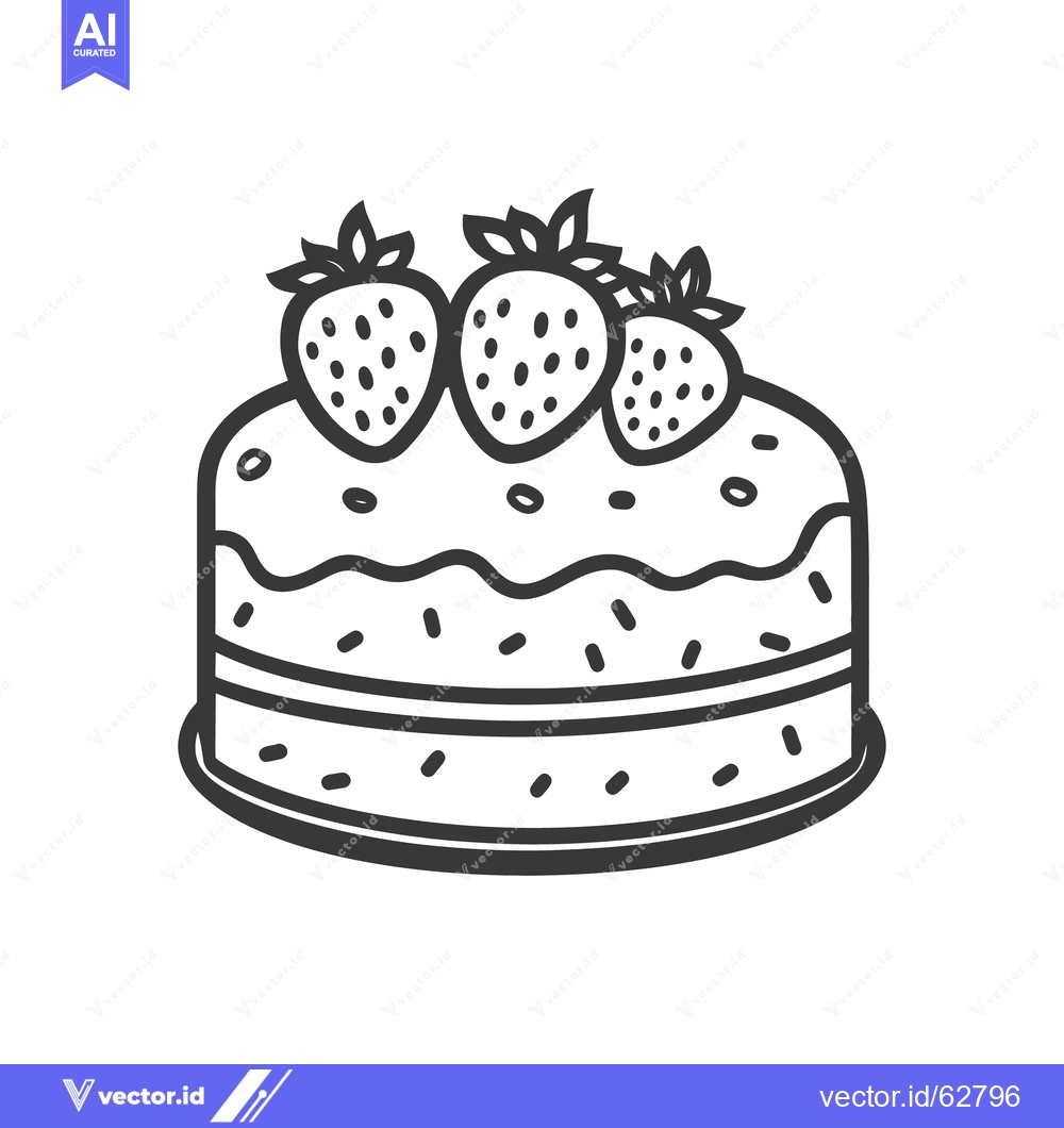 Premium Vector dari A simple illustration of a cake topped with three strawberries