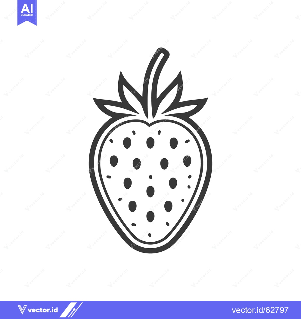 Premium Vector dari A simple line art drawing of a delicious strawberry fruit