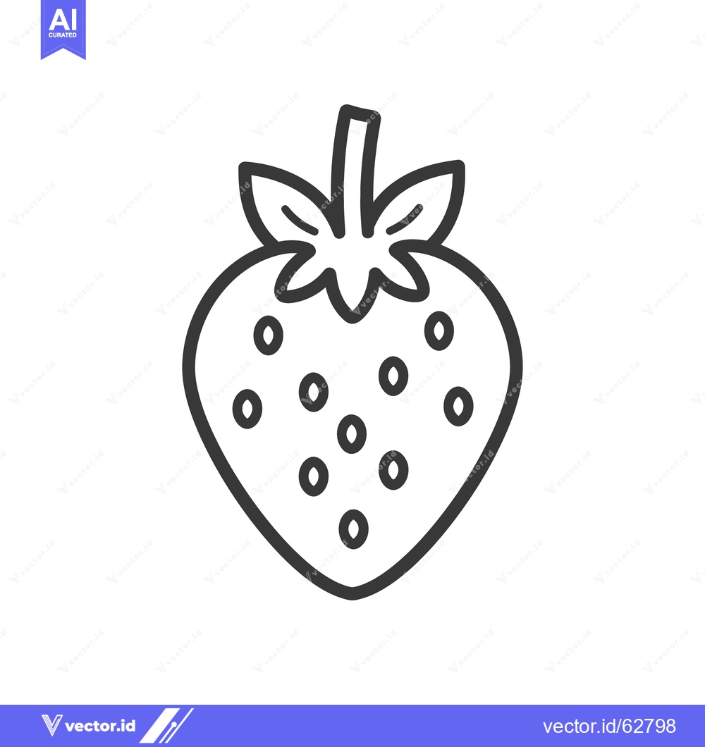 Premium Vector of A simple black and white outline drawing of a strawberry
