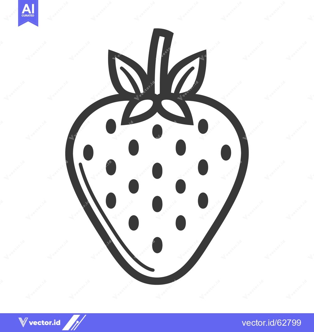 Premium Vector of A simple line art illustration of a single strawberry fruit