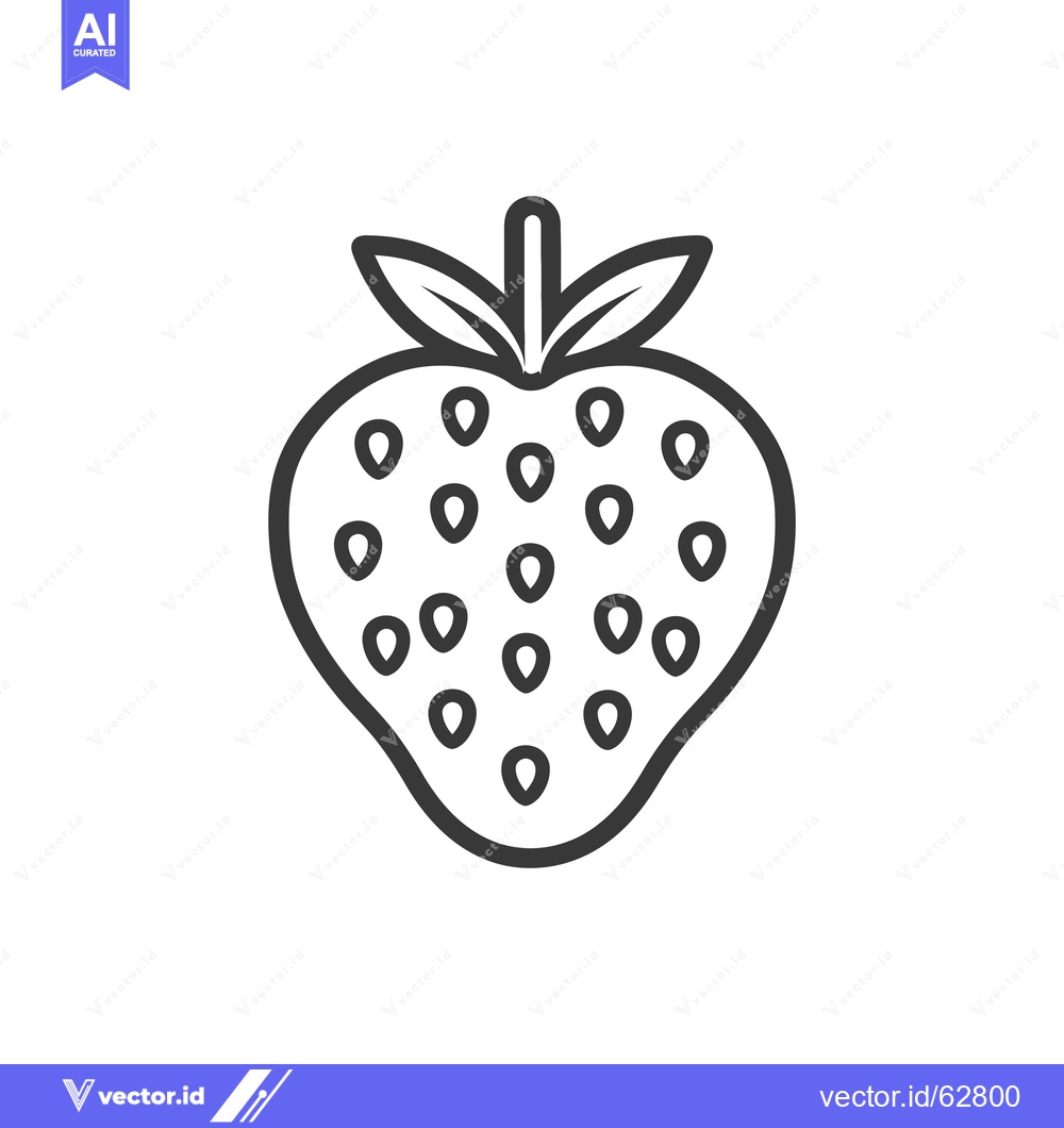 Premium Vector dari An isolated line drawing of a ripe strawberry fruit design