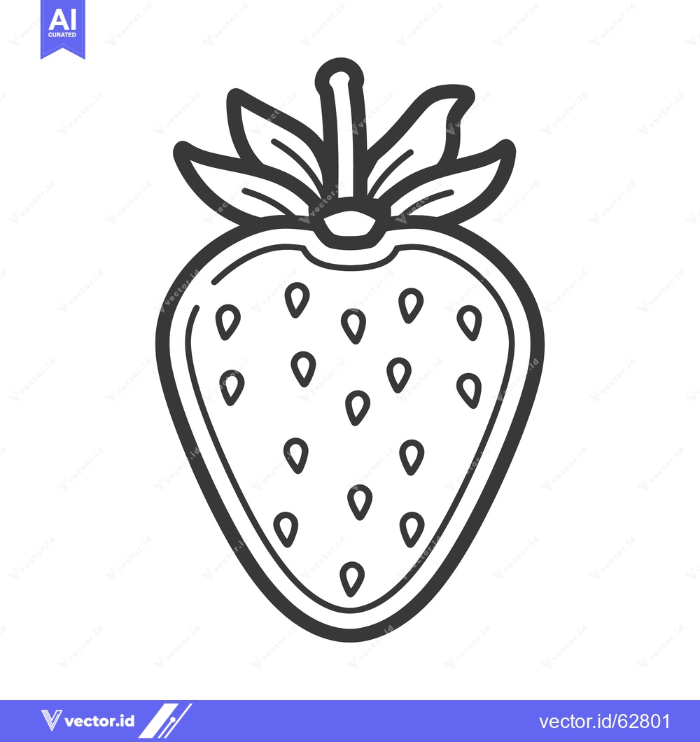 Premium Vector dari A black and white outlined illustration depicting a delicious strawber