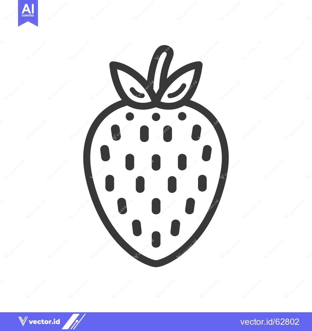 Premium Vector of A black and white illustration of a fresh strawberry fruit