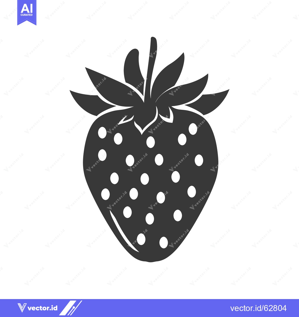 Premium Vector of A monochrome image depicting a strawberry with many seeds