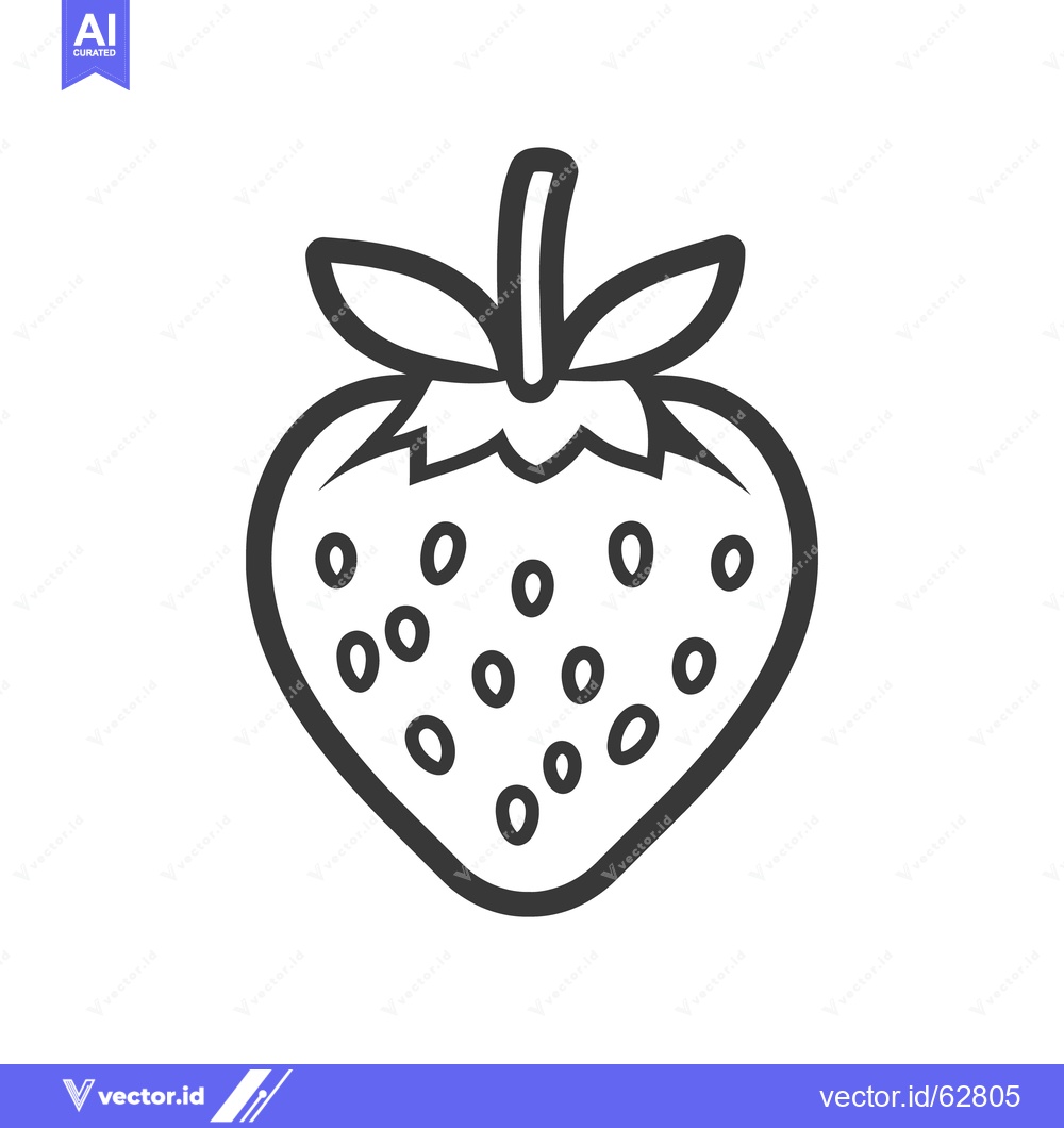 Premium Vector dari A simple black and white illustration of a delicious strawberry