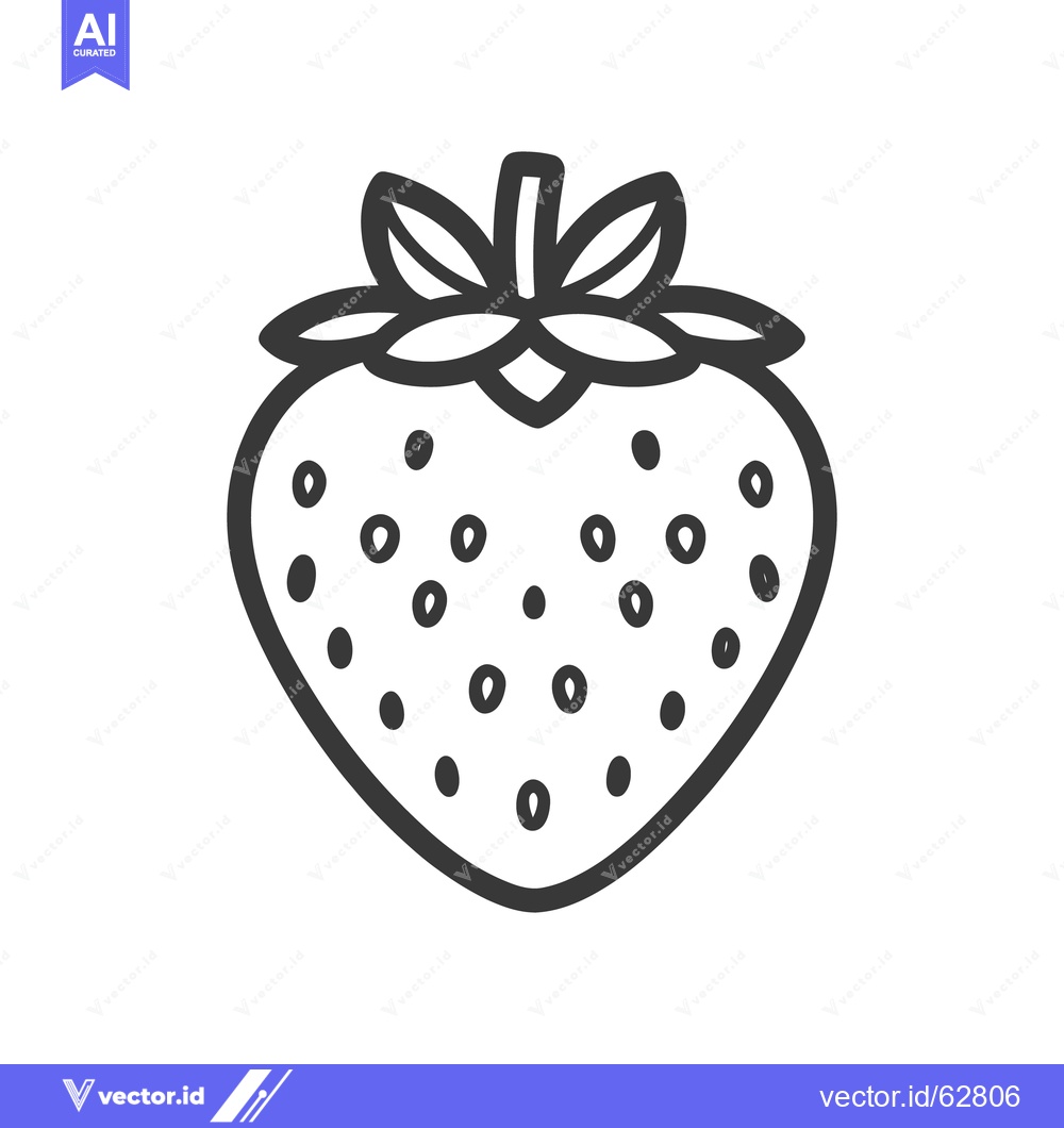 Premium Vector dari A simple black and white line drawing of a strawberry fruit