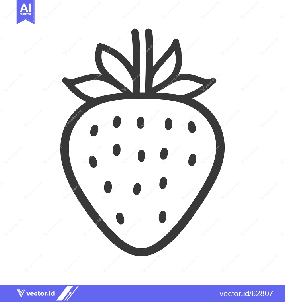 Premium Vector dari A simple outlined illustration of a ripe red strawberry