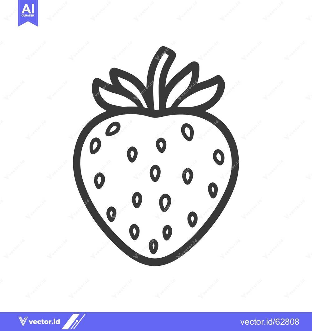 Premium Vector dari A simple black and white line drawing of a strawberry