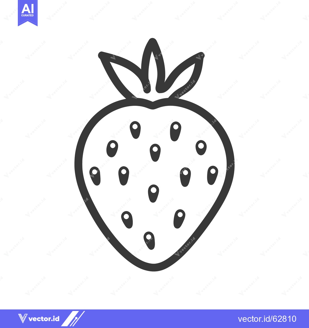 Premium Vector dari Simple black and white line drawing of a fresh strawberry
