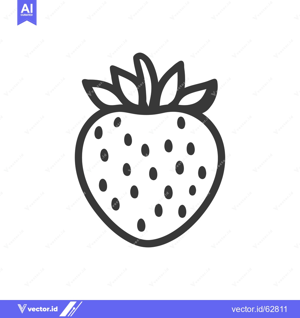 Premium Vector of Simple black outline illustration of a fresh red berry fruit