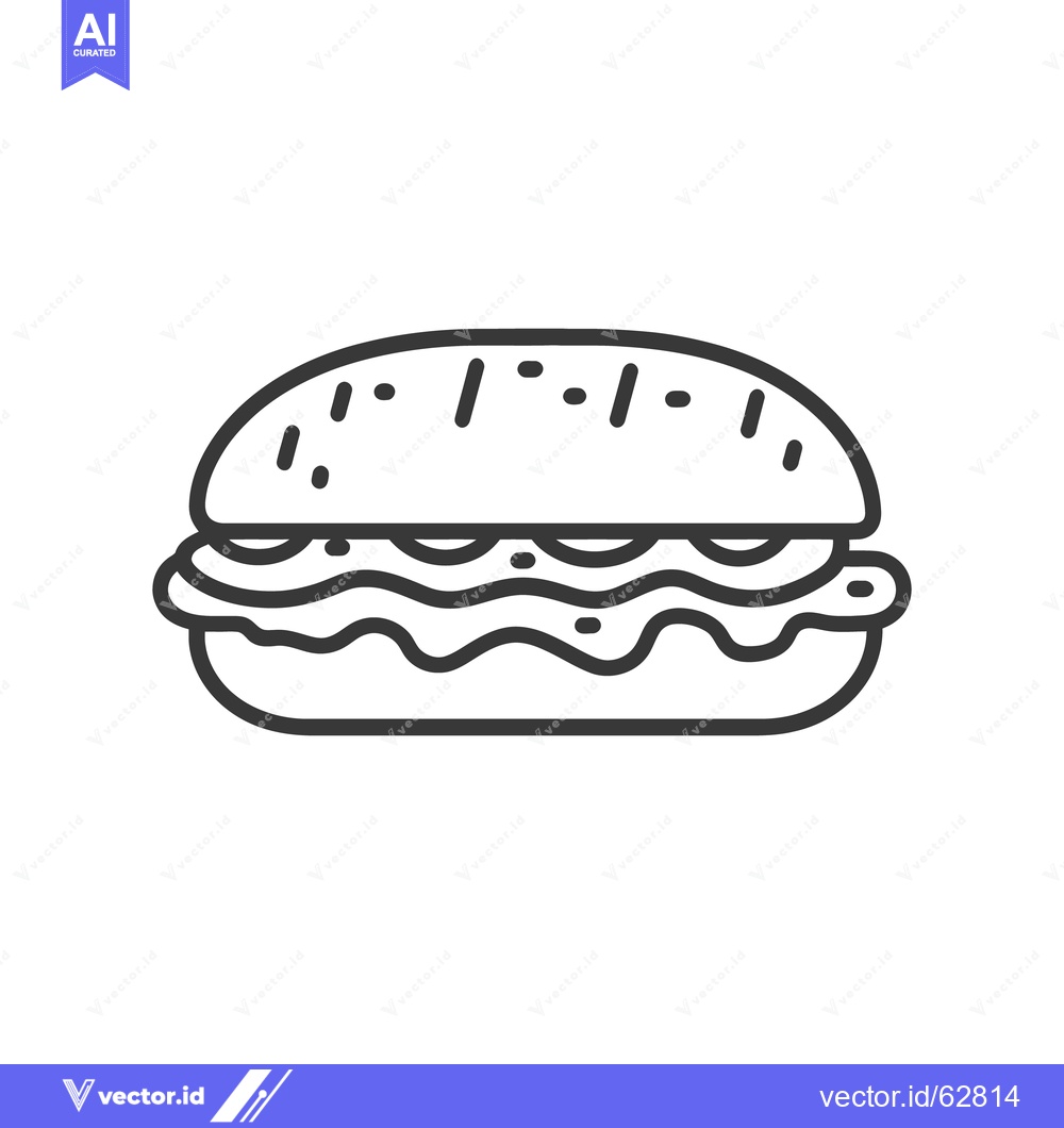Premium Vector of Simple outline illustration representing a sandwich on a plain white b
