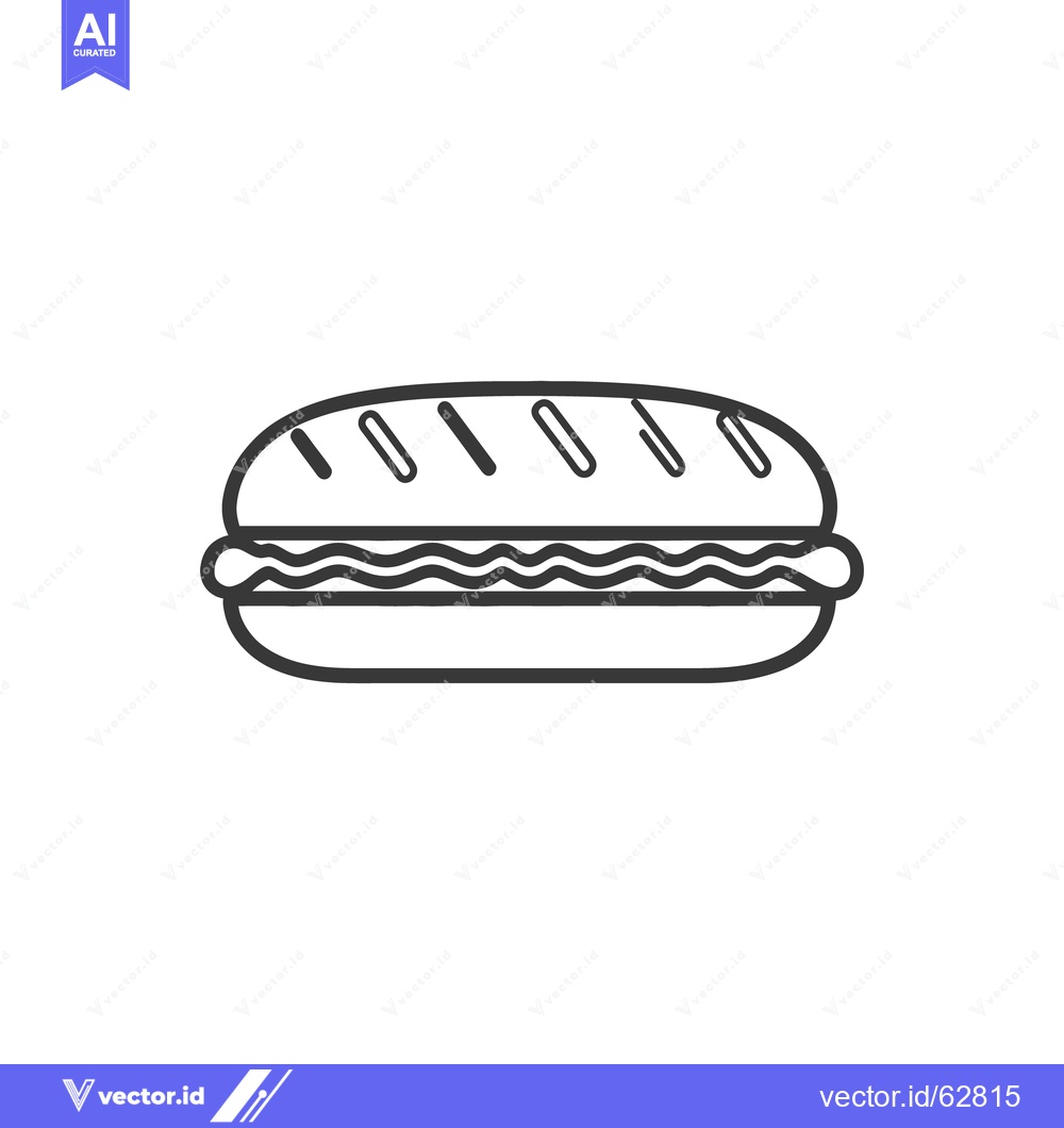 Premium Vector dari A simple line drawing depicts a sandwich on white background