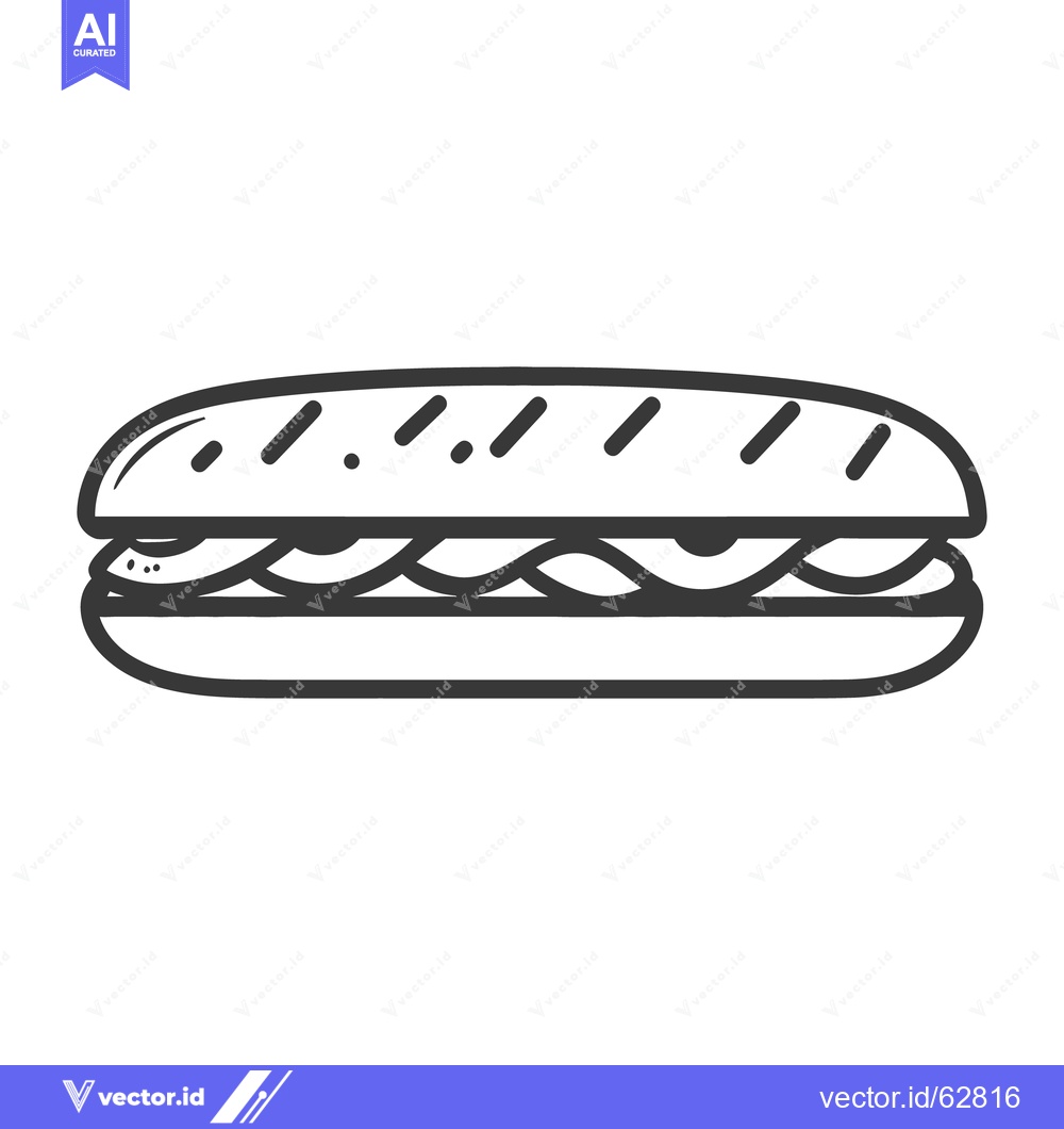 Premium Vector dari A simple black and white illustration of a delicious submarine sandwic