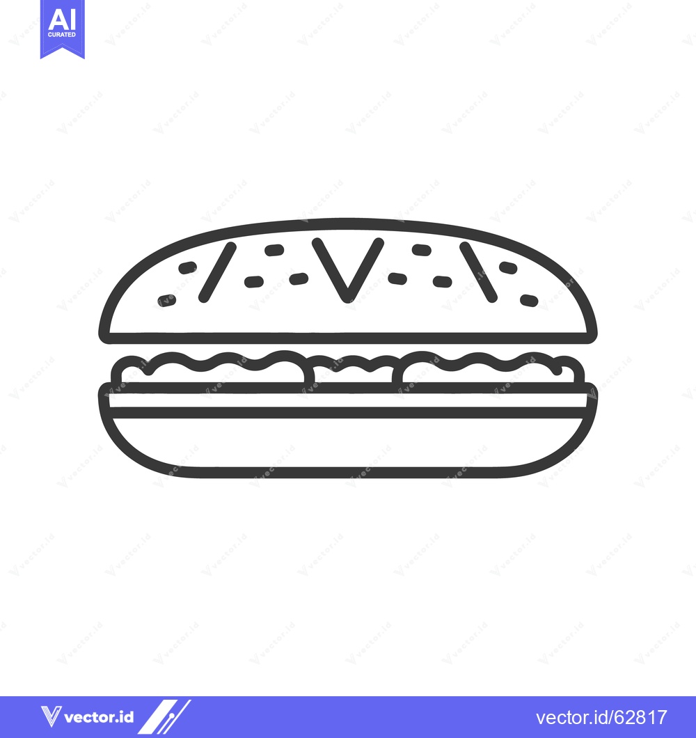 Premium Vector dari A simple black line illustration of a delicious sandwich