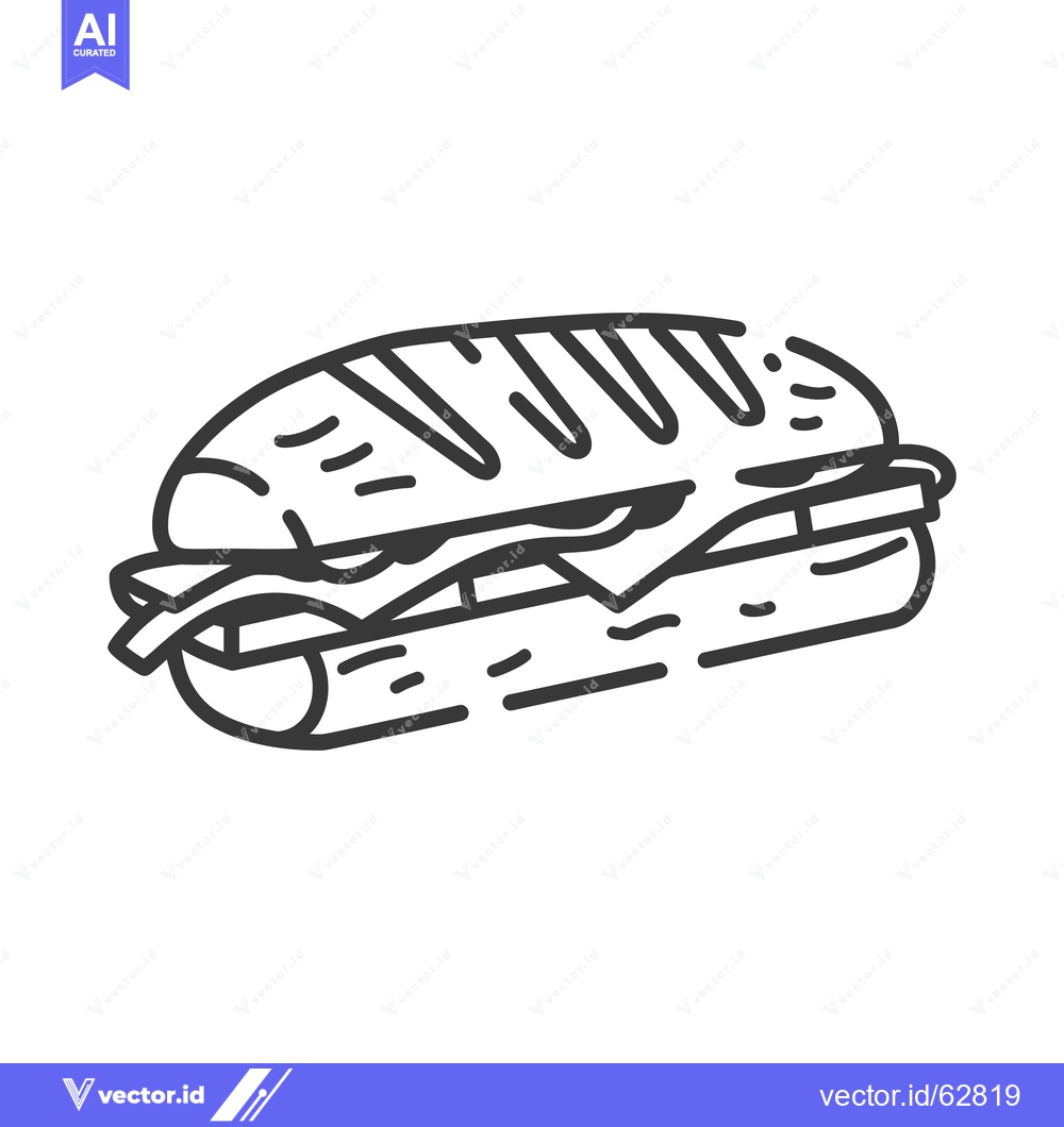 Premium Vector dari A simple black and white illustration of a delicious sandwich