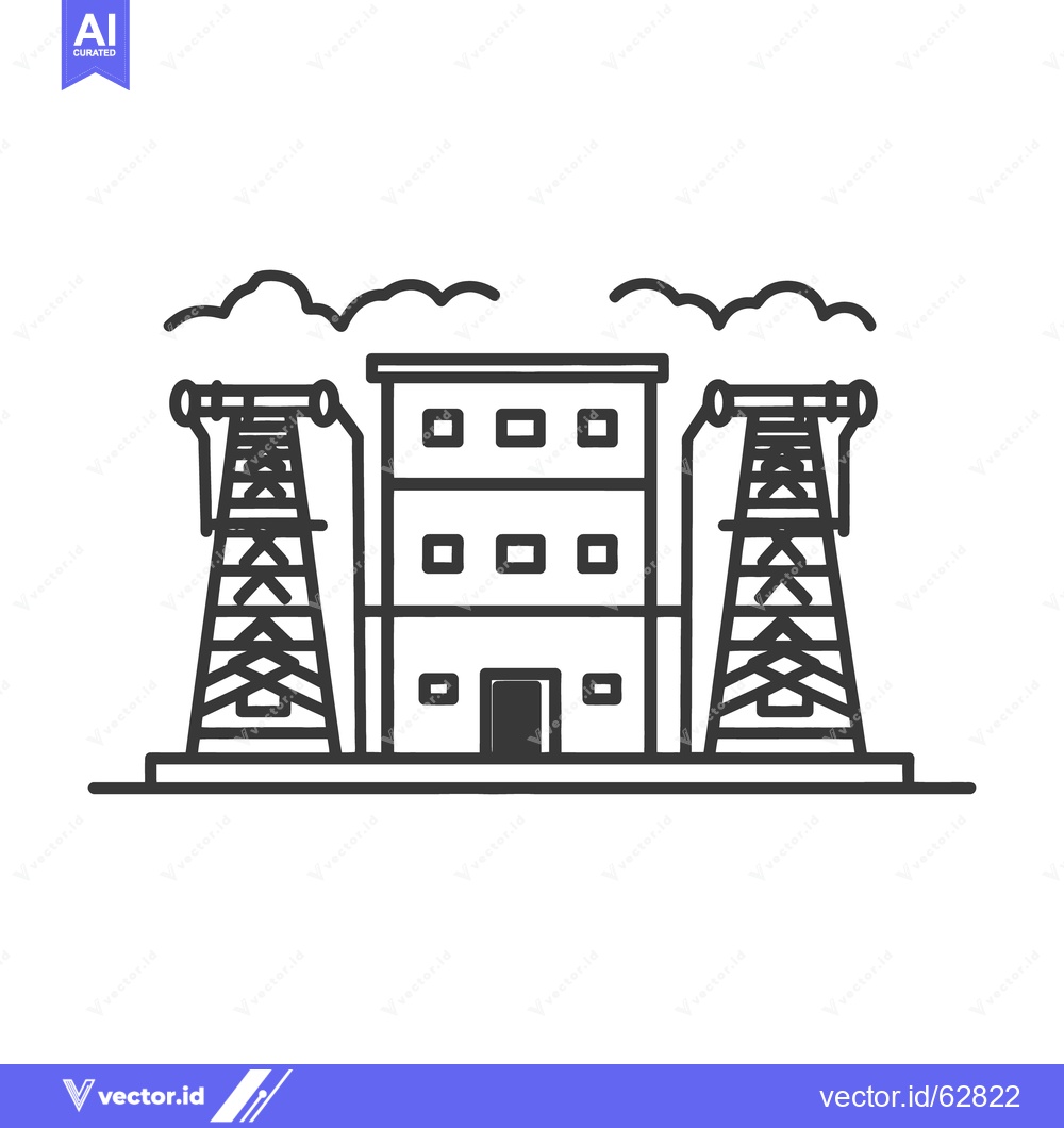 Premium Vector dari An illustration depicting an industrial building and power pylons