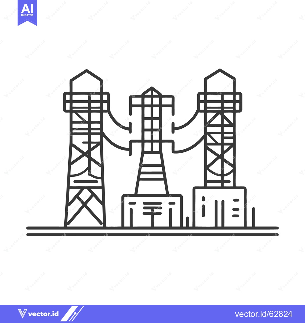 Premium Vector dari Three stylized electric power towers connected by transmission lines
